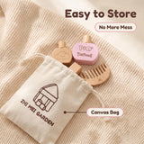 Kids' Pretend Makeup Toy Wooden Role‑play Dress‑up Vanity Gift Makeup Bag Set for Girls