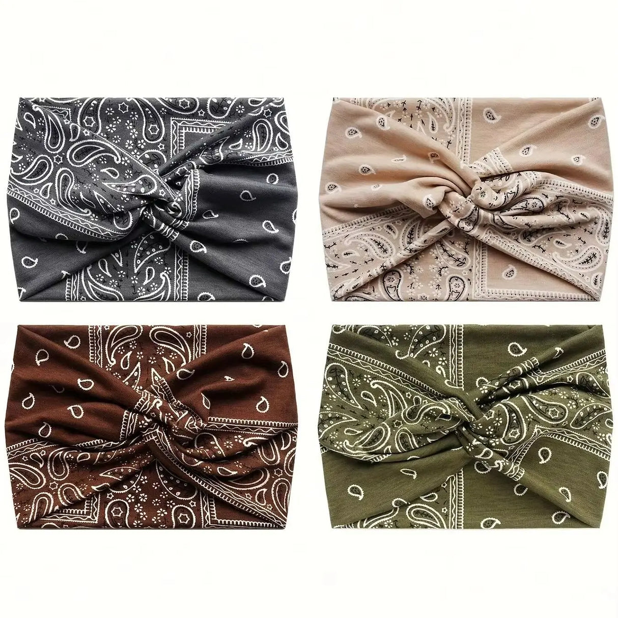 Boho Paisley Knotted Headband for Women, Wide Elastic Twisted Head Wrap, Vintage Bandana Print Hair Band for Yoga, Daily Wear