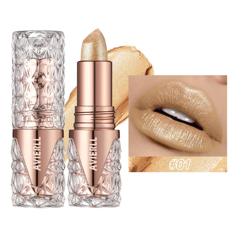 6 Colors 3 in 1 Pearlescent Sparkling Lipstick Matte Glitter Waterproof Long Lasting Pearl Shine Lip Gloss Shimmer Sexy Makeup