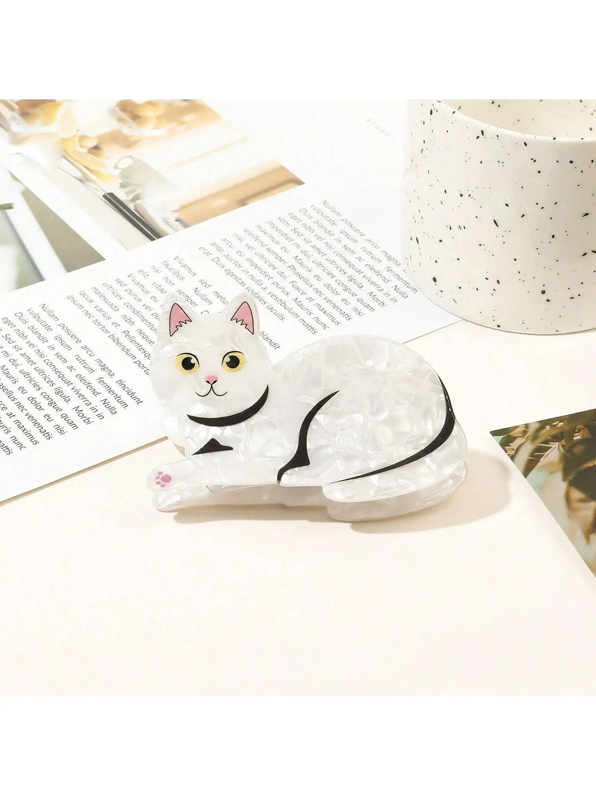 1/6pcsCute and Sweet Cartoon Orange Cat Puppet Kitten Hair Clip High Grade Acrylic Hair Claw Back of Head Coiled Hair Shark Clip