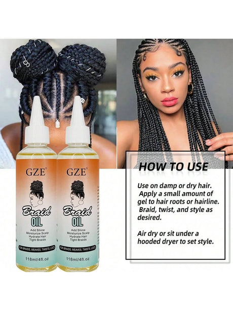 GZE Braid Oil for Natural Hair, Soothing Moisturizing Scalp with Coconut Oil, Promotes Healthier Edges & Shine for Braids, Locs