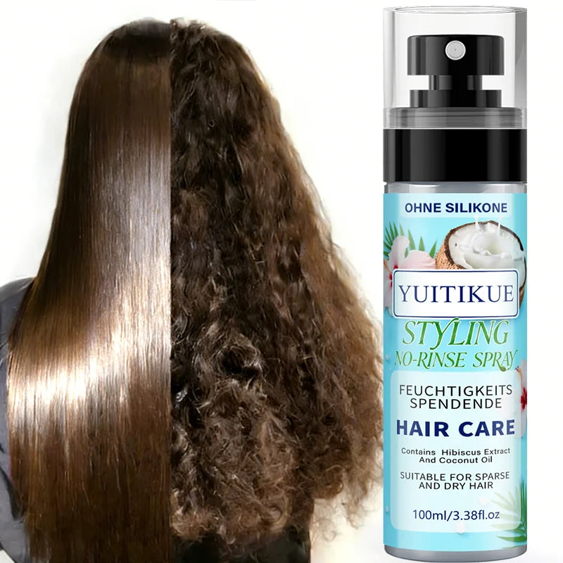 YUITIKUE No-Rinse Styling Hair Spray | With Coconut Oil & Hibiscus Extract | For Dry & Sparse Hair Moisturizing & Styling 100ml