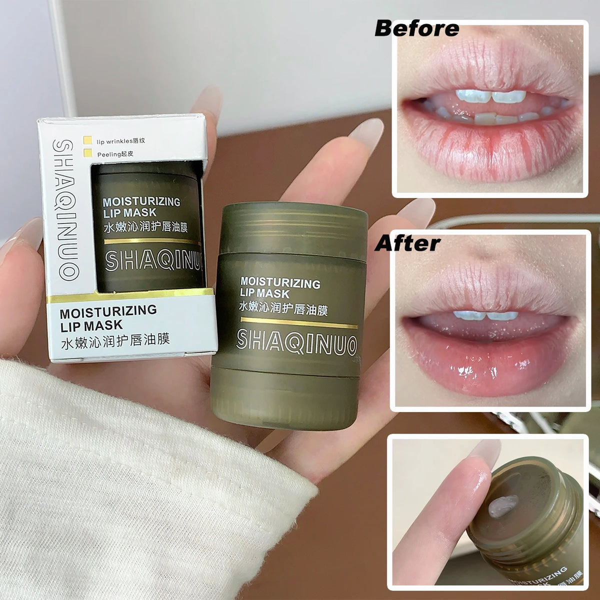 Colorless Moisturizing Lip Mask, SHAQINUO Pre-Makeup Hydration, Daily Lip Care, Reduces Lip Lines, Anti-Cracking Lip Balm