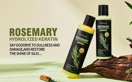 Rosemary Hydrolyzed Keratin Shampoo and Conditioner Set for Damaged Hair, Nourishing Hair Care for Soft, Smooth, Strong Hair