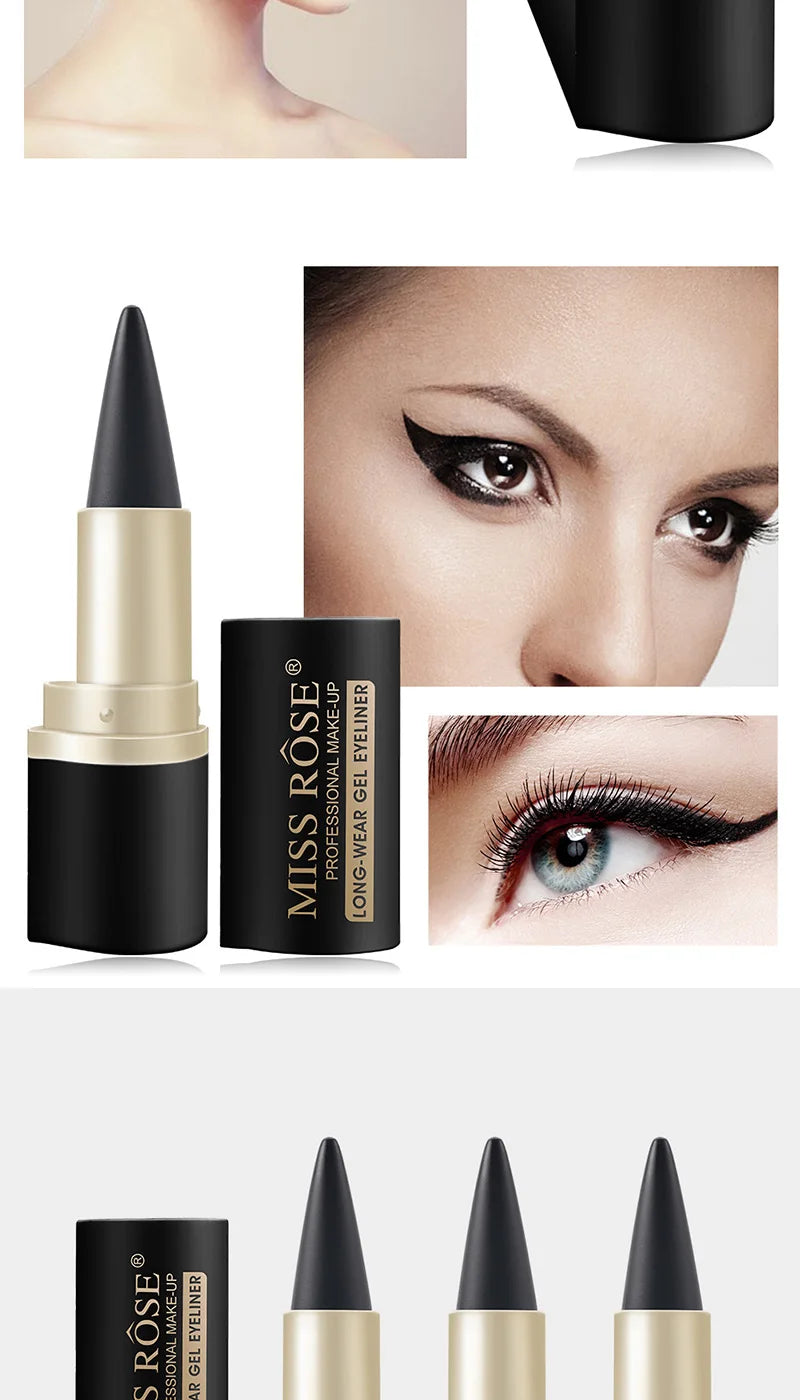 MissRose Waterproof Eyeliner Gel Matte - 24H Quick-drying Rich Pigment Single Head Gel Pencil Smudge-proof Long-lasting Black