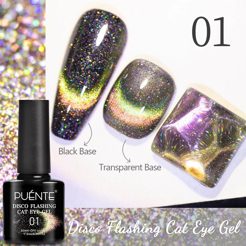 PUENTE 7.5ML Nude Shade Moonlight Cat Magnetic Gel Nail Polish Ultra-Bright Cat Eye Soak Off UV Semi-Permanent Varnish Manicure