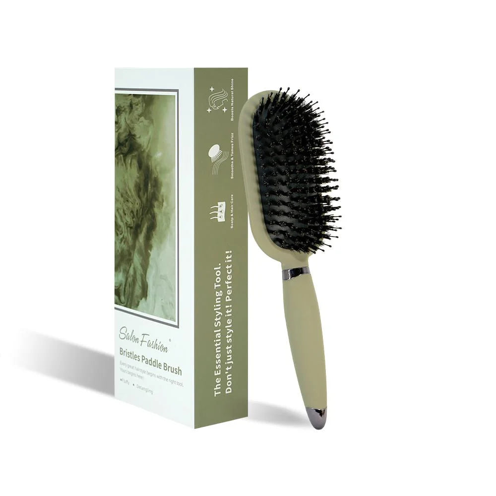 1PC Boar Bristle Detangling Hair Comb Hollow Out Hair Brush Anti-Static Scalp Massage Hairbrush Salon Styling Tools For Gifting