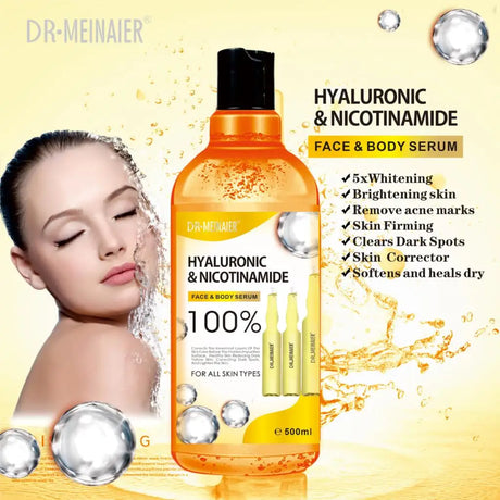 500ML Vitamin C AHA HYALURONIC& NICOTINAMIDE Face Serum Moisturizing Lightening Body Cream