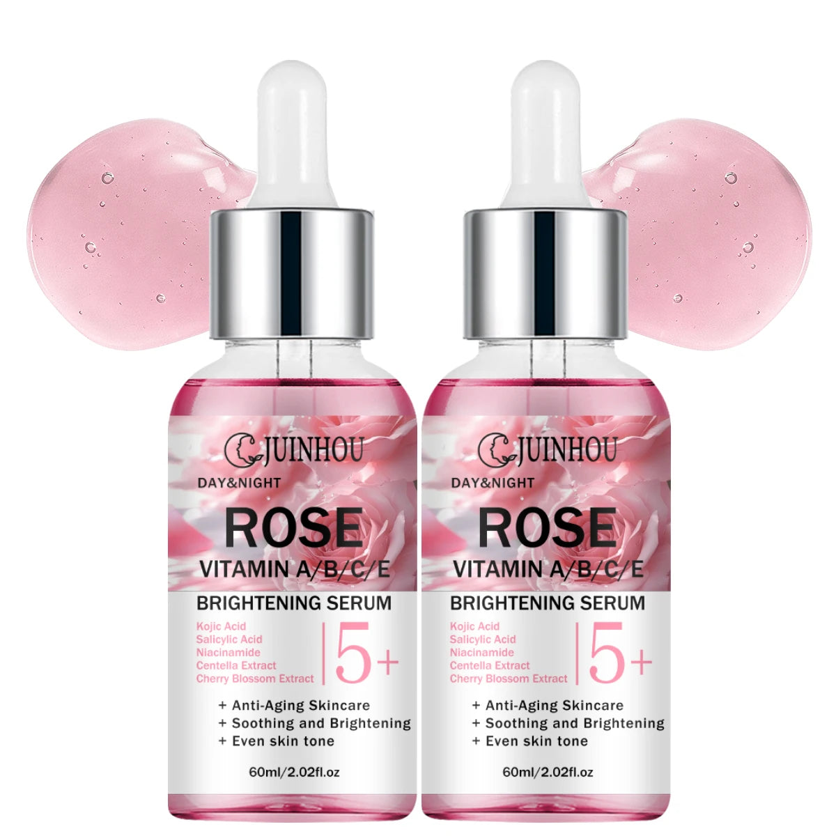 JUINHOU Natural Rose Vitamin ABCE Face Serum for Dull Uneven Skin Daily Hydrating Face Care Improve Skin Radiance Daily Skincare