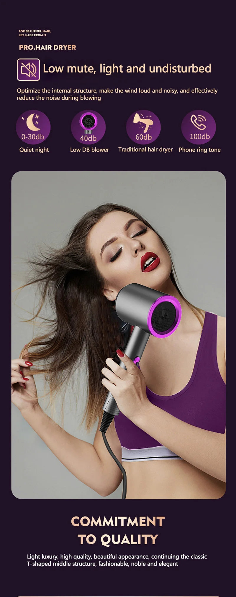 New High-Speed Hair Dryer High-Power Negative Ion Cold And Hot Ultra Silent  Professional Hair Dryer For Home Hair Salons