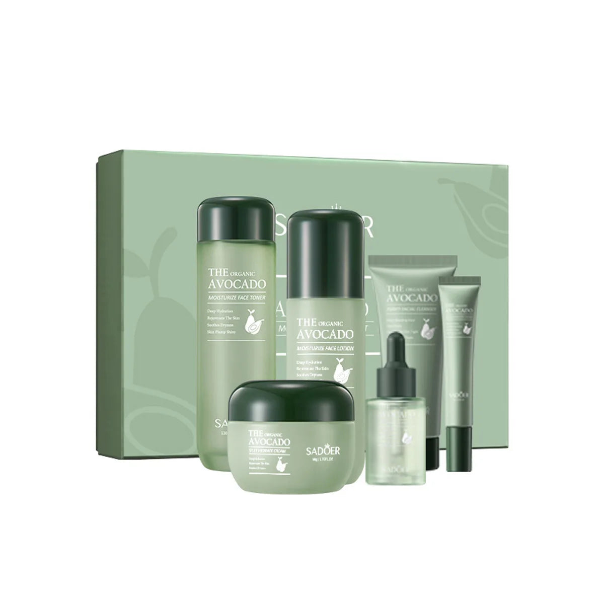 Avocado Skincare 6-Piece Set Includes Nourishing And Moisturizing Eye Cream, Face Cream, And Anti-Wrinkle Skincare Products.