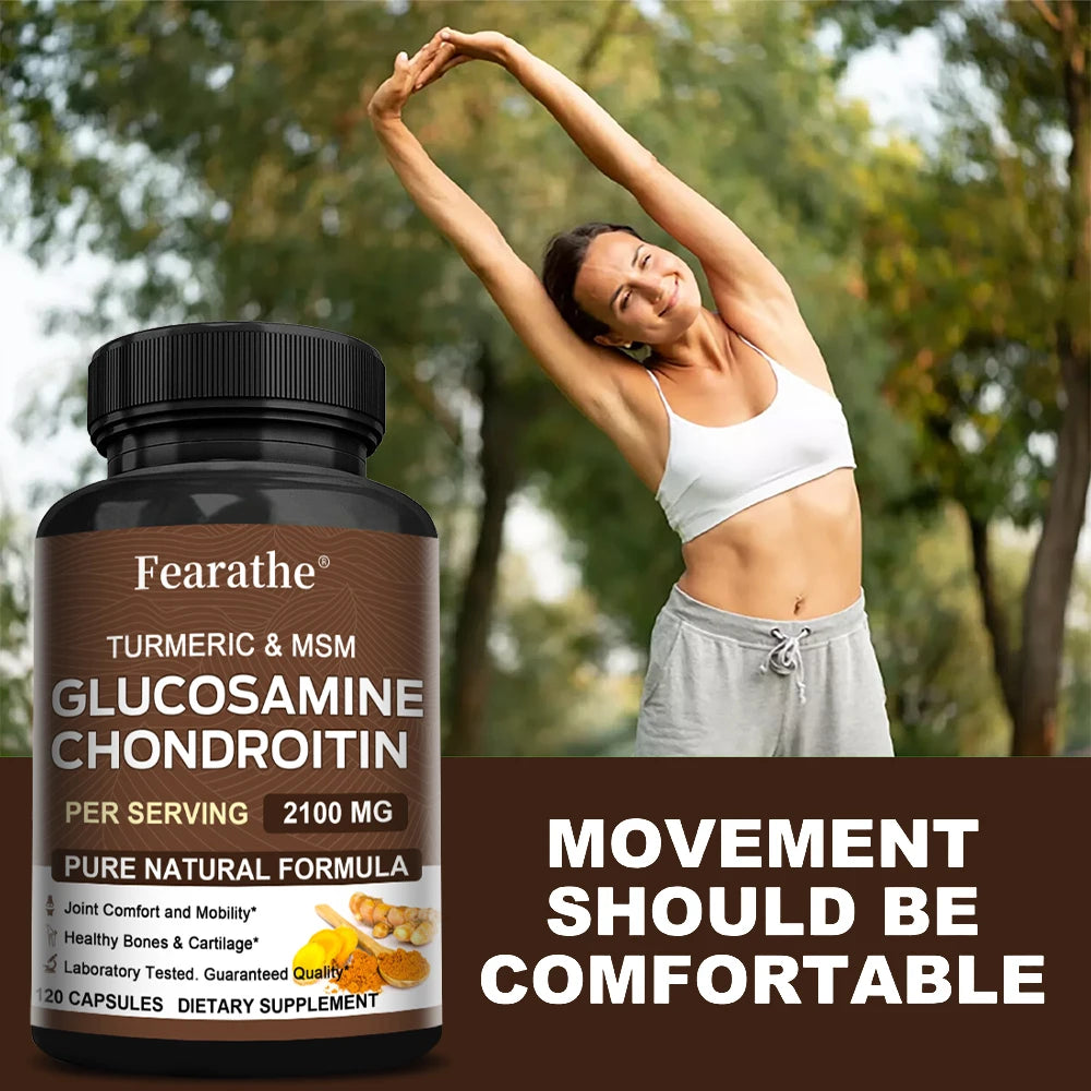 Glucosamine Chondroitin MSM – Joint Support Supplement for Women and Men with Glucosamine Sulfate for Cartilage and Flexibility