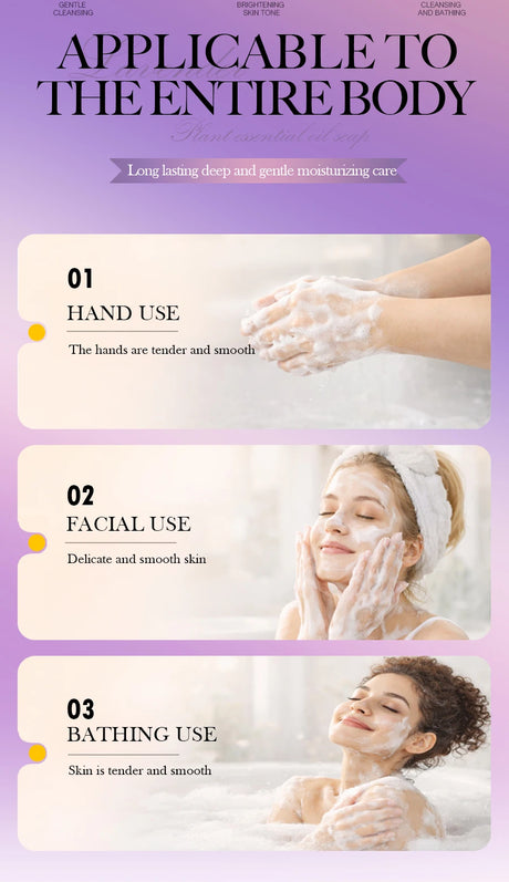 Natural Organic Lavender Essential Oil Soap Handmade Soap for Cleansing, Refreshing, Oil Control, Bath Soap