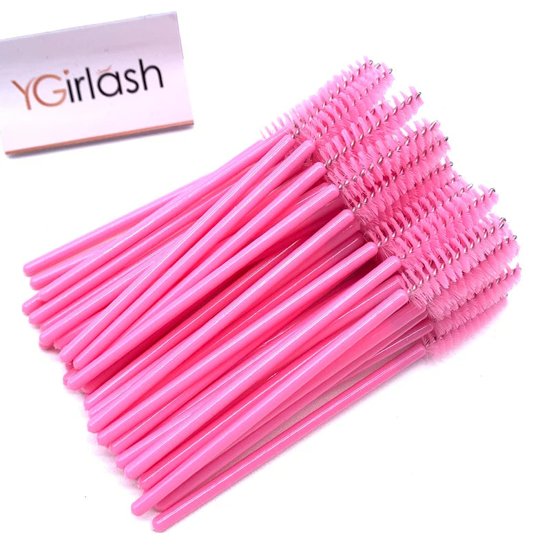 YGirlash 50Pcs Lash Swans Crystal Eyelash Applicator Disposable Diamond Handle Nylon Mascara Wands Brush Cosmetic Tools