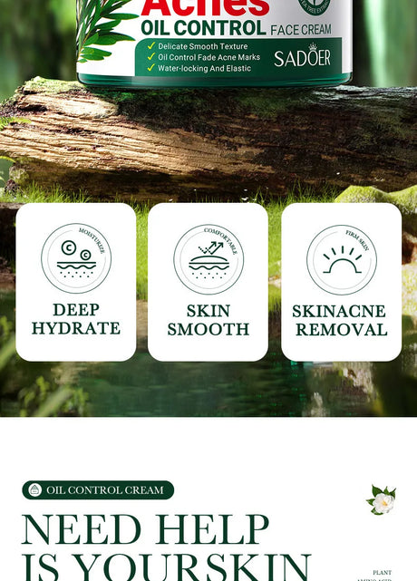 SADOER Tea Tree Acne Removing Face Cream Anti Acne Hydrating Oil Control Moisturizing Facial Creams Face Skin Care Products