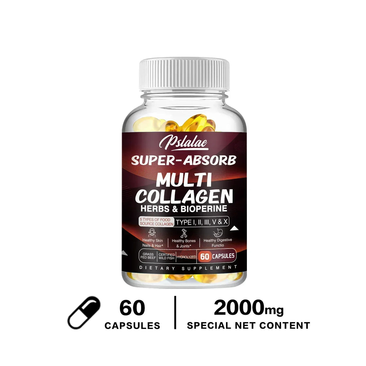 Multi Collagen Capsules - for Skin, Hair, Nails & Bone Health, Supports Joint, Digestive and Immune System Health