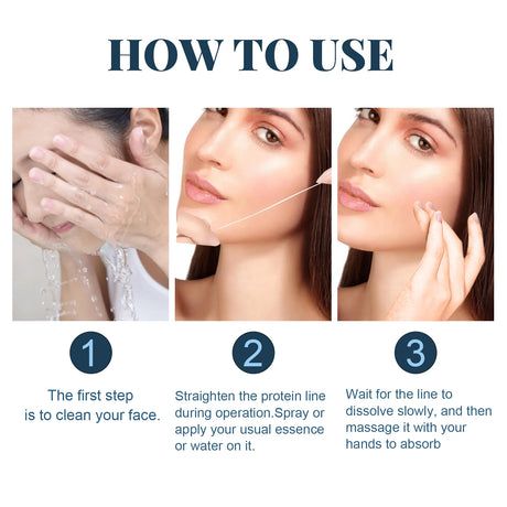 60Pcs Gold Protein Line Fade Wrinkle Firming Facial No Needle Absorbable Smoothing Hydrolyzed Collagen Thread Serum