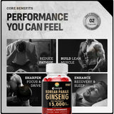 Korean Red Ginseng Capsules- 1500mg Natural High Strength for Men Vitality, Energy, Performance, Focus, Immune Health