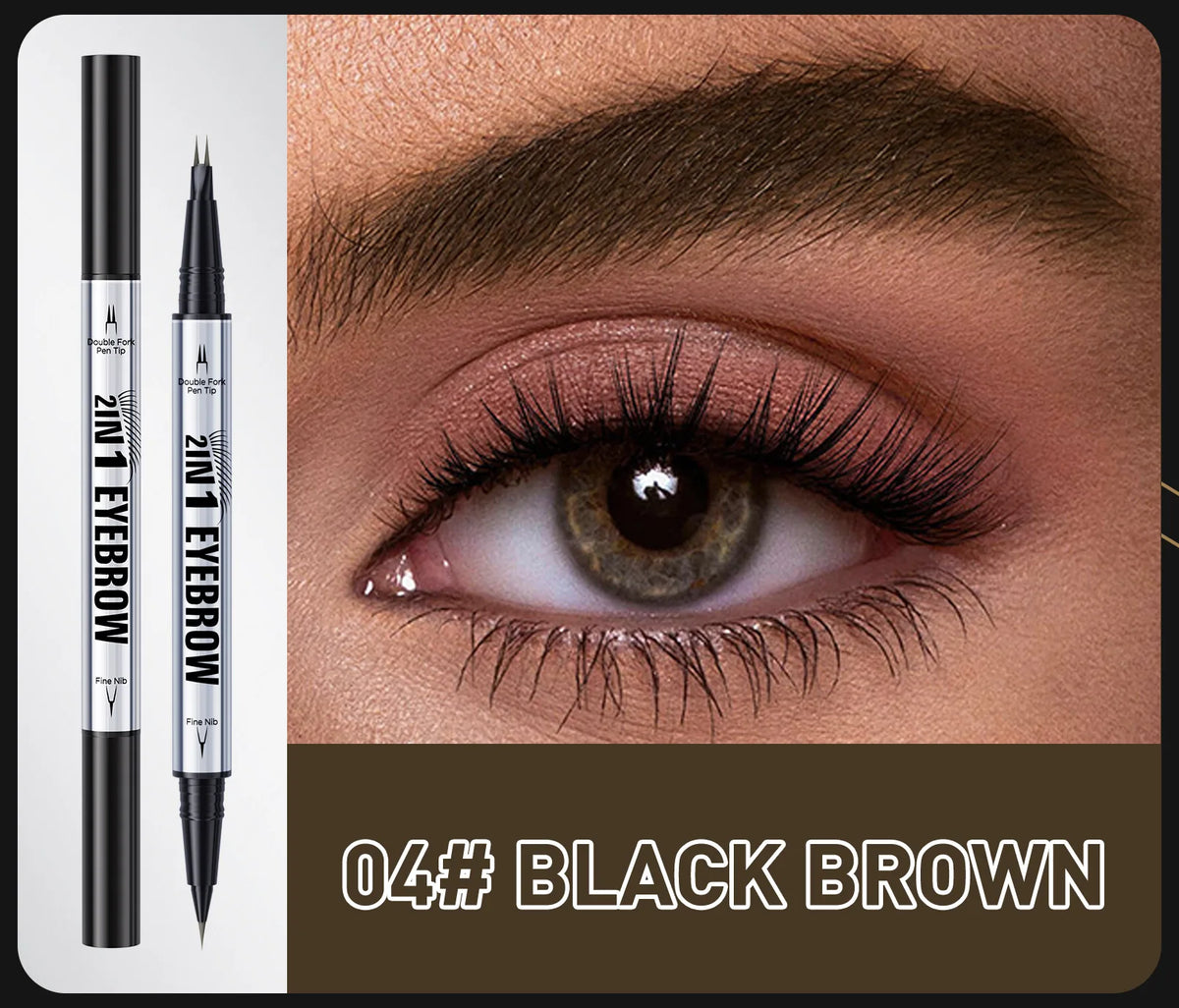 Natural Look Eyebrow Pencil Waterproof Sweat Proof Double Ended 2 in 1 Long Lasting Brow Definition Fill Shape