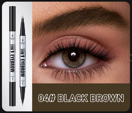 Natural Look Eyebrow Pencil Waterproof Sweat Proof Double Ended 2 in 1 Long Lasting Brow Definition Fill Shape