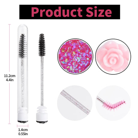 100Pcs Disposable Eyelash Brushes Reusable Eyelashes Brush Tube Mascara Wands Tubes Dust-proof Lash Spoolies Storage Makeup Tool