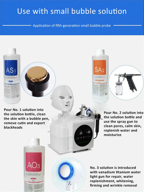 3pcs/Lot 1200ML Hydra Liquid Face Serum Facial Aqua Peel Solution AS1 SA2 AO3 For Beauty Machine SkinCare Deep Cleaning