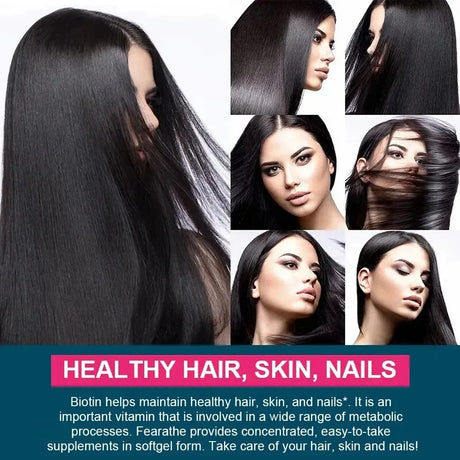 Biotin, Collagen, Hyaluronic Acid & Keratin - Hair Growth Support, 120 Caps | Hair, Skin & Nails Vitamins Supplement for Unisex