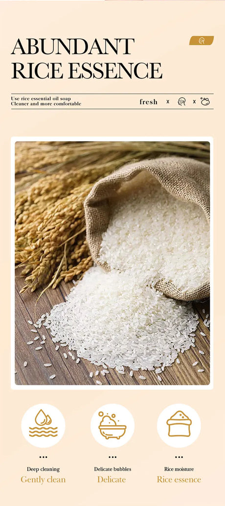 Rice Original Essence Deep Cleaning, Moisturizing Nourishing Facial Cleansing Soap Refreshing Oil Control Facial Wash Hand Soap