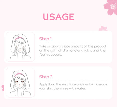Japanese Cherry Blossom or Vitamin C Facial Cleanser Skin Cleansing Moisturizing  Blackhead Remove Skincare Face Wash Foam Face