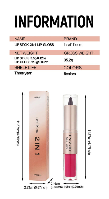 Black Brown Tapered Lip Liner Contour Pencil Double Head Mirror Plumping Lip Glaze Crystal Lip Gloss Sexy Red Lips Tint Makeup
