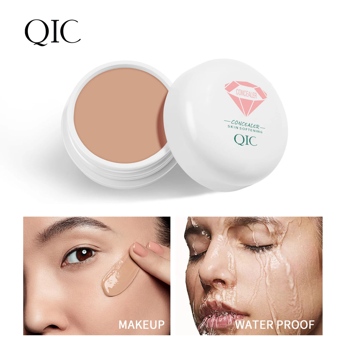 QIC Waterproof & Sweatproof Concealer Cream - Tattoo coverage, Long-Lasting Foundation, Natural,Full coverage, All Skin Types
