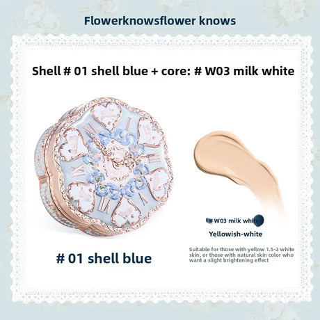 Flower Knows Makeup Base Garden Air Cushion Foundation CC Cream Skin Friendly Concealer Makeup Moisturizing Natural Coverage