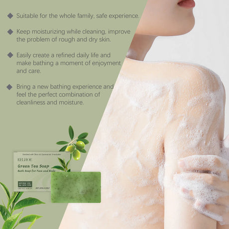 Eelhoe Green Tea Bath Soap Keep Moisturizing Dryness Removing Exfoliate Deeply Wash Reduce Dark Hand Made Body Nourishing Soaps