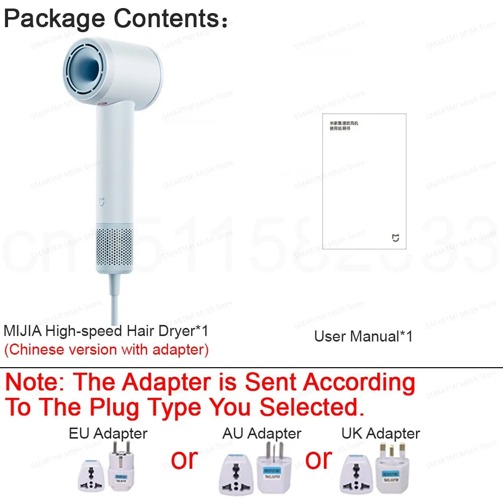 2026 New MIJIA High-Speed Hair Dryer,110000rpm,62m/s Powerful airflow,8 Airflow Mode,347g 4 Color,CN Version With Adapter