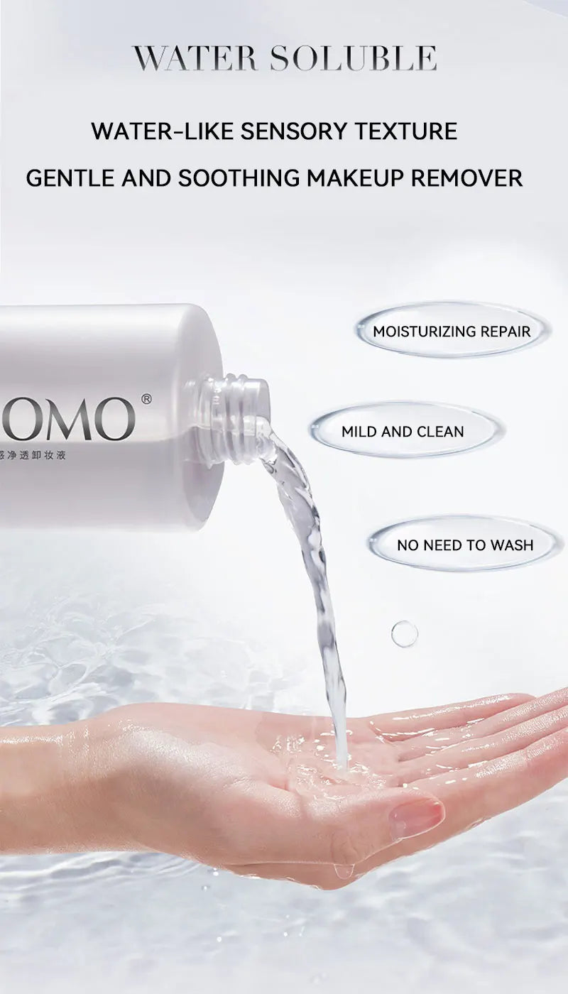 GECOMO Hyaluronic acid makeup remover-3-in-1 Eye, Lip, and Face Cleanser，Gentle, Suitable for Sensitive Skin, Pump Bottle