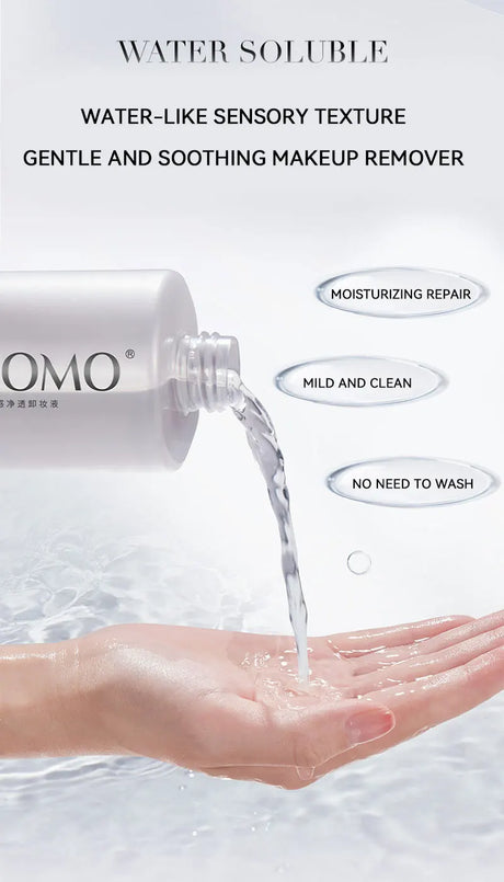 GECOMO Hyaluronic acid makeup remover-3-in-1 Eye, Lip, and Face Cleanser，Gentle, Suitable for Sensitive Skin, Pump Bottle