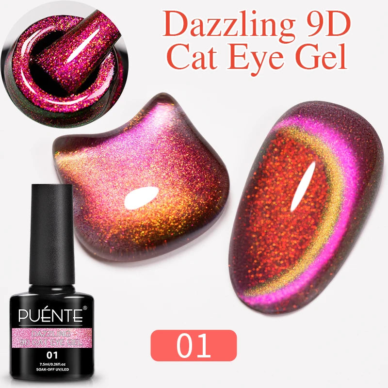 PUENTE 7.5ML Nude Shade Moonlight Cat Magnetic Gel Nail Polish Ultra-Bright Cat Eye Soak Off UV Semi-Permanent Varnish Manicure
