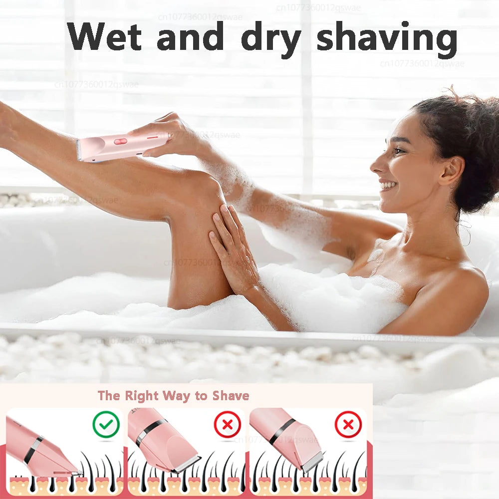 Women Electric Shaver Dual Head Bikini Trimmer Waterproof Body Hair  Trimmer Facial Hair Remover for Bikini Underarm Leg Arm