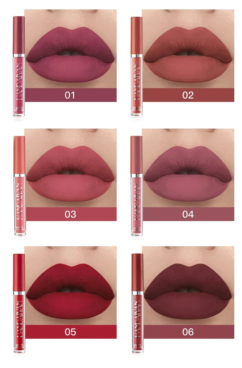 HANDAIYAN 1/6 PCS Lipstick Set Make-up for Women Non Stick Cup Waterproof Long Lasting Cosmetics Korean Makeup Matte Lipstick