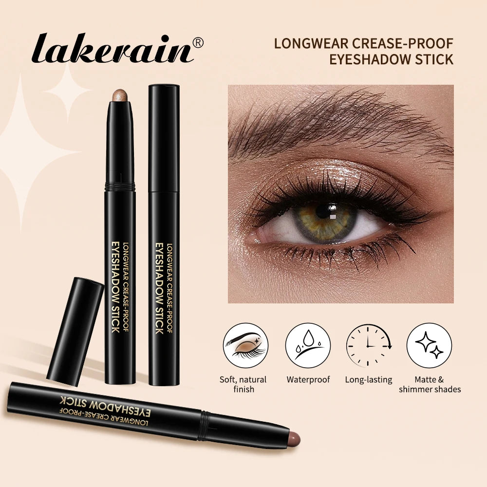 Eyeshadow Liner Sticks Matte & Shimmer Waterproof Metallic Glitter Eye Shadow Highlighter Pencil Eyeshadow Natural Cosmetics