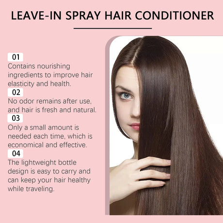 Leave-In Hair Conditioner Care Spray Wash Free Gentle Nourishing Scalp Anti Frizz Split Ends Daily Moisturizing Hair Spray 100ml