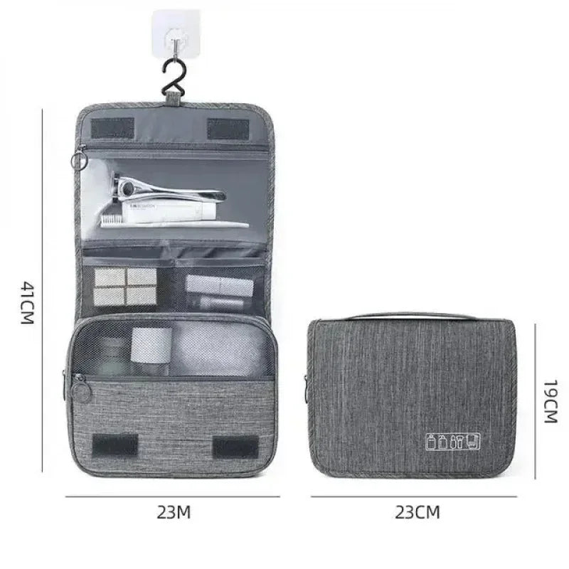 Waterproof Oxford Hanging Travel Toiletry Bag, Portable Cosmetic Makeup Organizer for Men Women