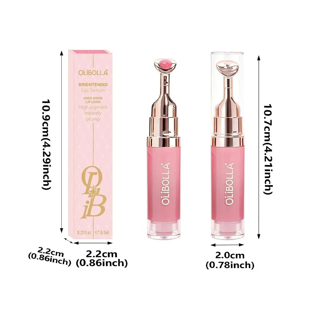 Lip Repair Plumping Lip Gloss, Metal Massage Wand Hydrating Mirror Glass Lip Oil, Waterproof Non-sticky Shiny Lip Tint