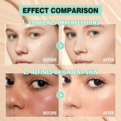 QIBEST 3D Full Coverage Concealer Long Lasting Liquid Concealer For Dark Circles Natural Finish Seamless Blend Under Eye Makeup