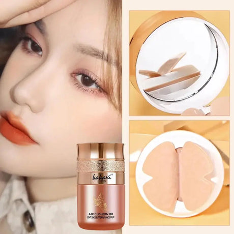 Butterfly Cushion BB Cream,Moisturizing Concealer Makeup Base BB Liquid Foundation,Butterfly Air Cushion Powder Puff CC Cream