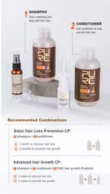 PURC Hair Shampoo Conditioner Hair Growth Oil Sets Smoothing Hair Loss Treatment Repair Damamged Nourish Hair Care Products