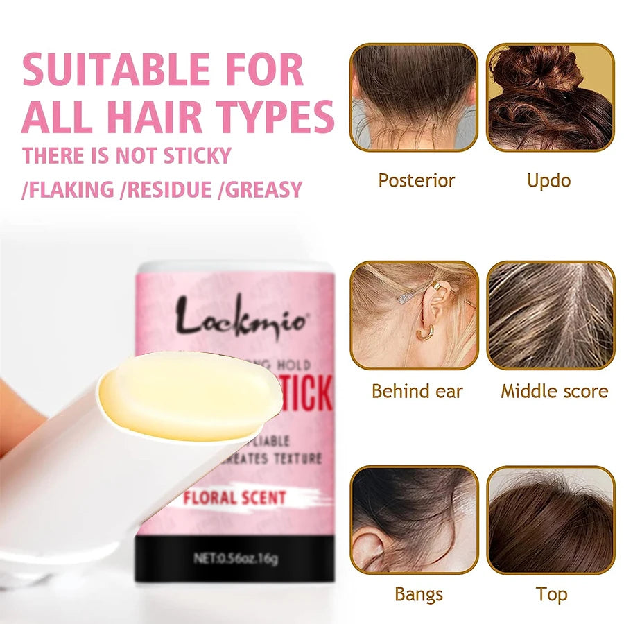 LOCKMIO Floral Scent Wax Stick Smoothing Strong Hold No-Greasy Gel Tames Frizz Broken Flyaway Hair Styling Pomade