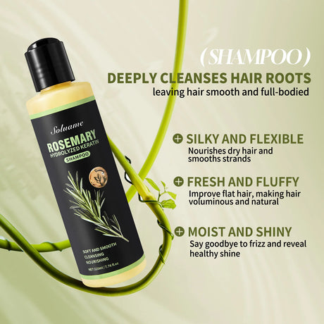 Rosemary Hydrolyzed Keratin Shampoo and Conditioner Set for Damaged Hair, Nourishing Hair Care for Soft, Smooth, Strong Hair