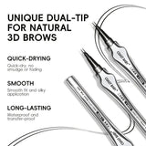 Natural Hair-Like Strokes Eyebrow Pen COAST BABY 2 Forks Tip Waterproof Long Lasting Smudge Proof Brow Pen