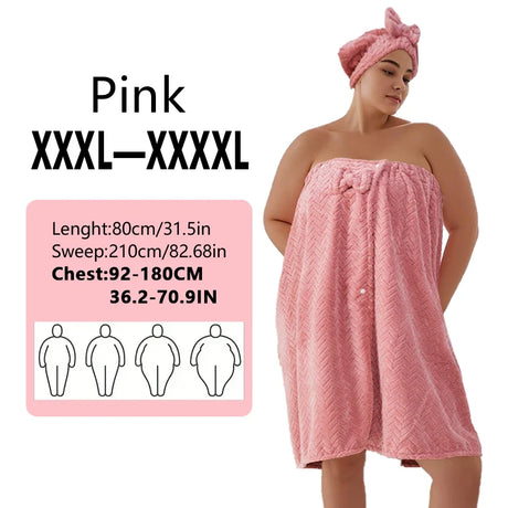 2pcs wearable Bath Towel Set, Including 1 Dry Hair Cap and 1 Bath Skirt,  Soft and Absorbent, A Great  Match for The Bathroom